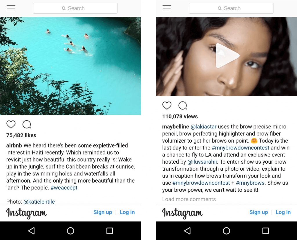 Airbnb_Maybelline_Instagram Content Marketing examples