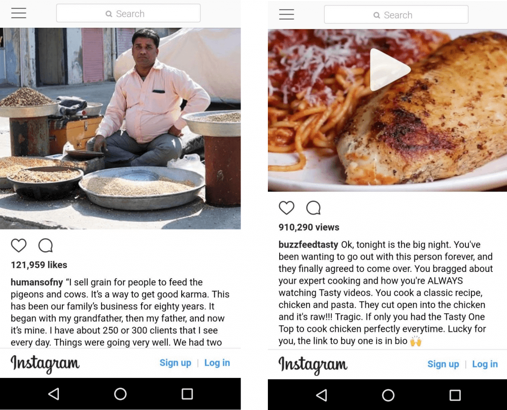 Instagram Content Marketing examples