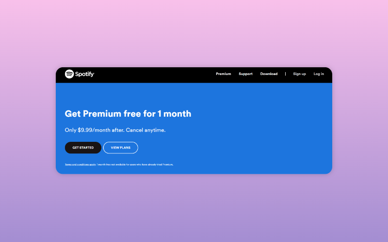 Spotify offers 1 month premium plan
